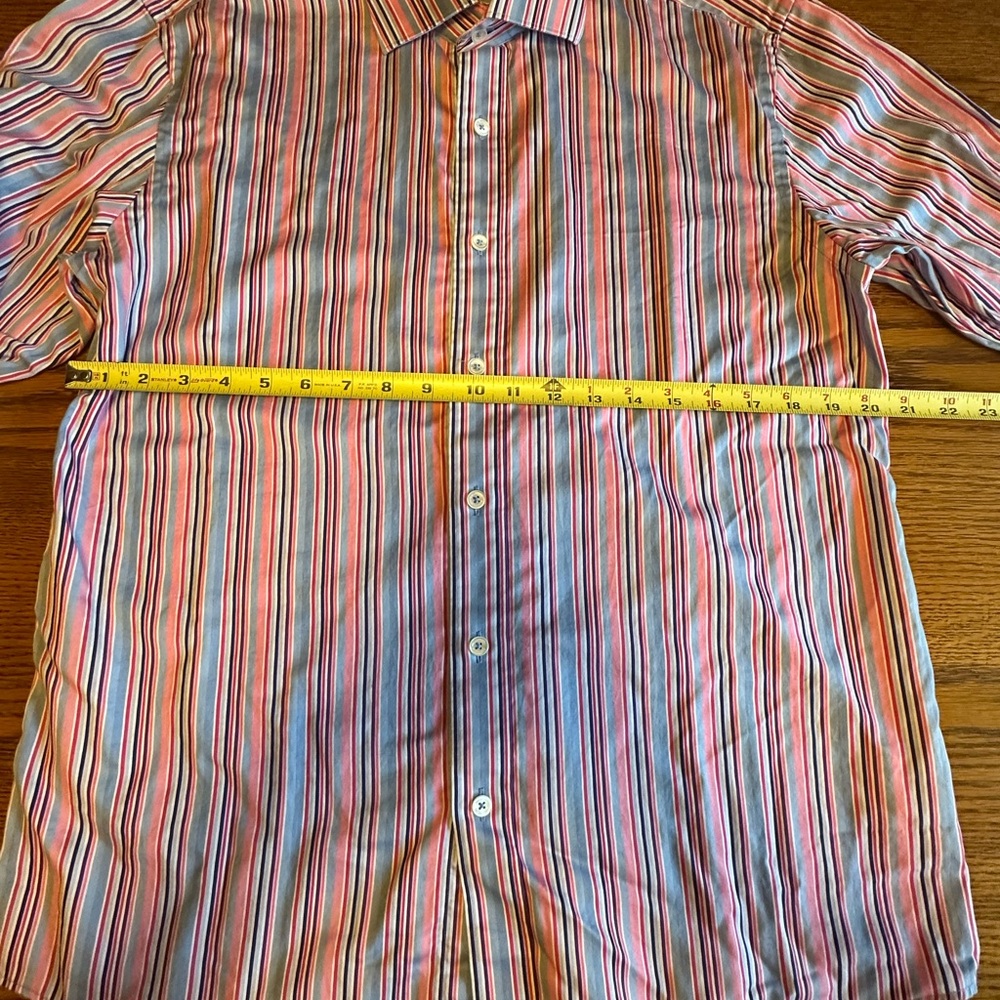 Bugatchi Men's Striped Shirt in Pink, Blue, and White - Picture 7 of 8